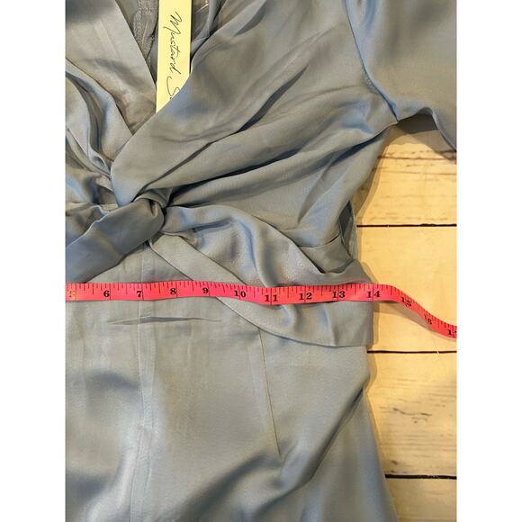 Mustard Seed Boutique Blue Jumpsuit Size Small Satin Feel Wide Leg Pastel - Picture 8 of 8